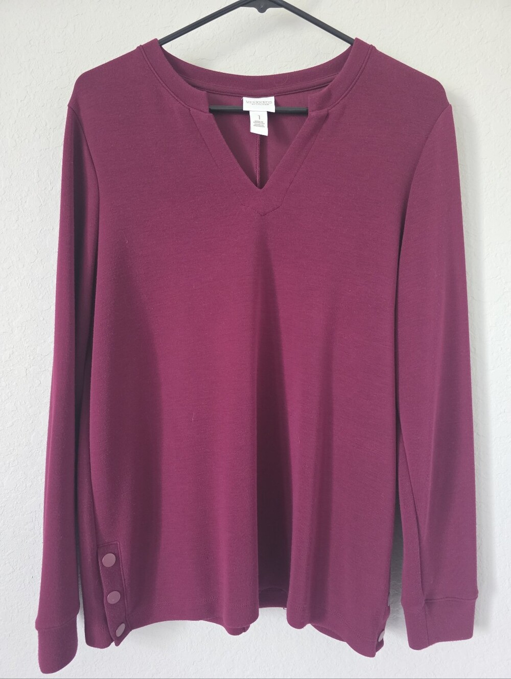 Chico's Weekends Burgundy Top Size 1